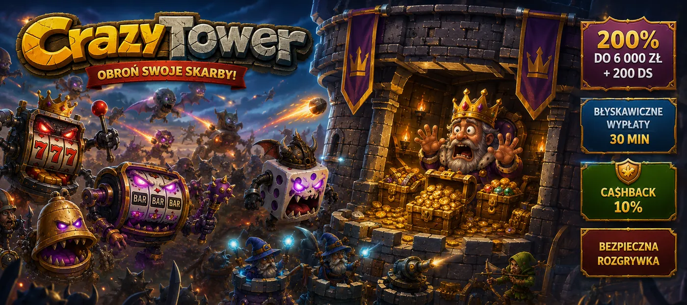 Crazytower Casino — bonus 200% do 6 000 zł + 200 darmowych spinów
